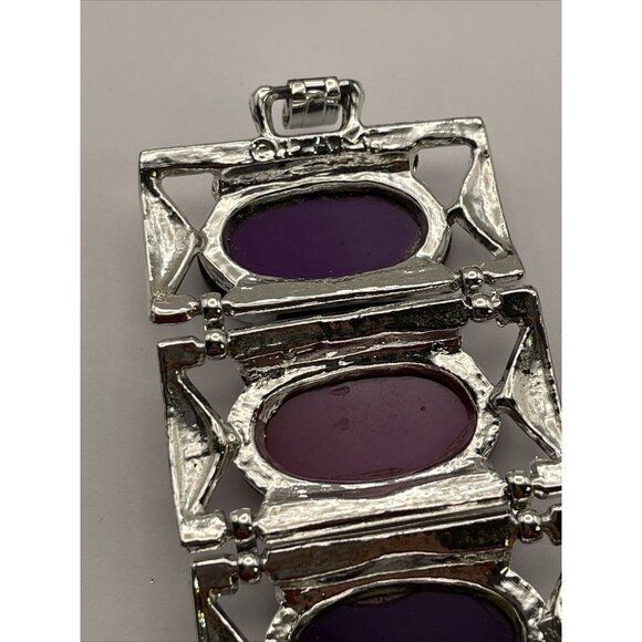 Vintage Bracelet Estate Signed DAM Lucite Chunky Runway Pink Purple 7” Heavy - Picture 7 of 10
